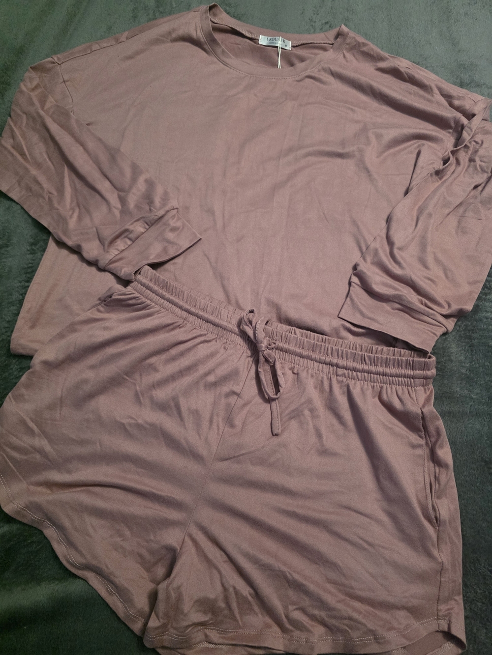 Women’s Lounge Set - Dusty Mauve Long Sleeve Top & Shorts